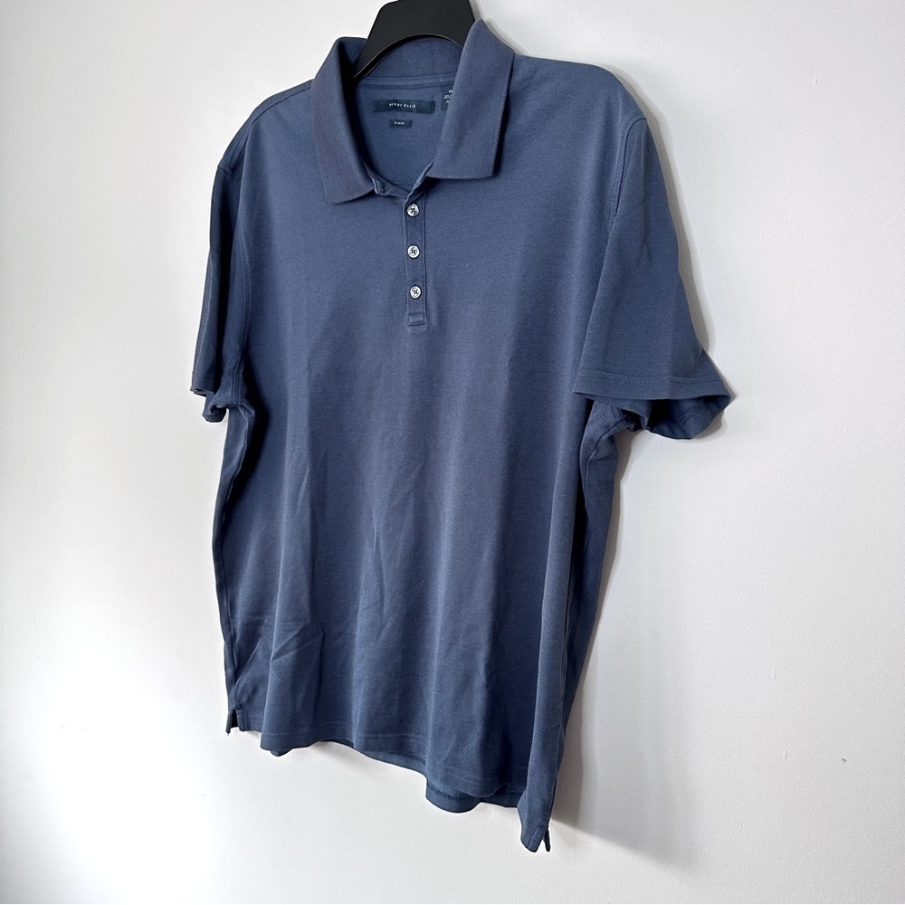 Vintage Perry Ellis Polo Shirt Slim Fit Short Sleeve Navy Blue XXL Blokecore
